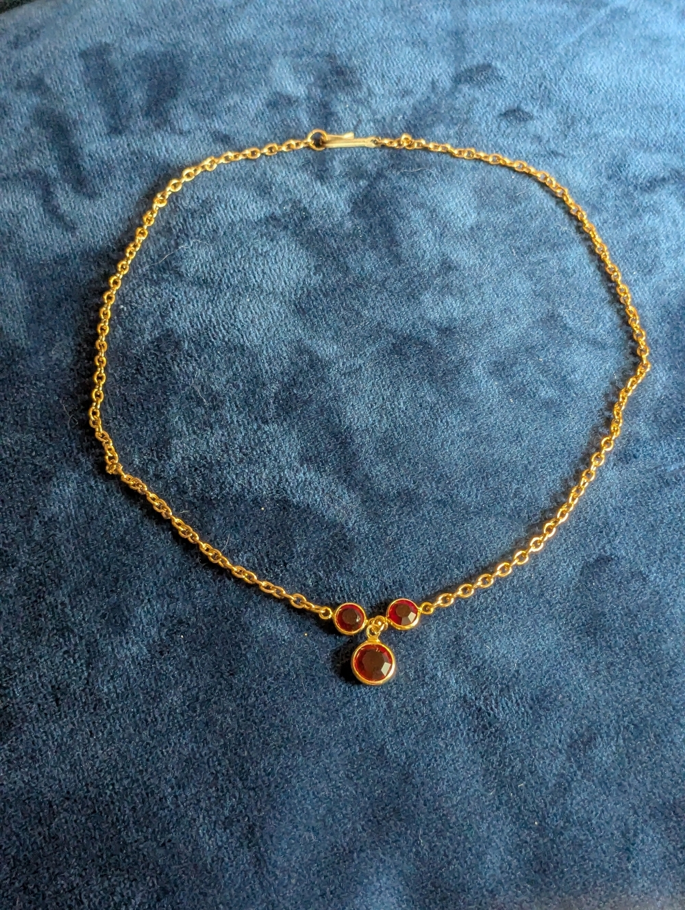 Gold-Tone Necklace with Red Gem Accents - Women's Jewelry